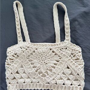 Elegant Cream Crochet Women Bag